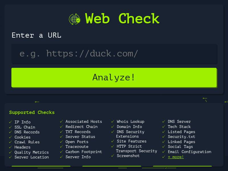 Web Check – 全能OSINT工具 | 锡安资源站